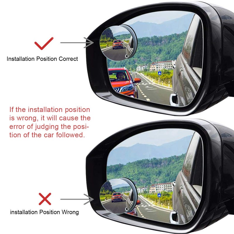 POMFW Blind Spot Mirror  2 inch Rearview Convex Side Mirrors for Cars SUV Truck Van Stick on 3M Adhesive  Rear View HD Glass Frameless Sway Rotate adjustable Wide Angle 2PCS (Round) - Image 5